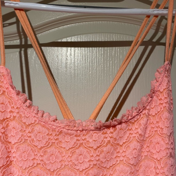 🪴Hollister - Coral Orange Stretchy Lace Summer Dress - Picture 2 of 11
